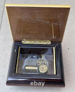 Vintage Reuge Wood Muisc Box Flower Paganini Theme Swiss Made in Italy 19 Note