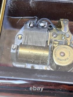 Vintage Reuge Wood Muisc Box Flower Paganini Theme Swiss Made in Italy 19 Note