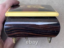 Vintage Reuge Wood Muisc Box Flower Paganini Theme Swiss Made in Italy 19 Note