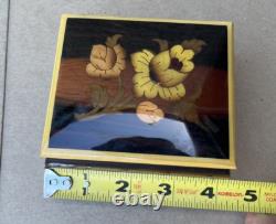 Vintage Reuge Wood Muisc Box Flower Paganini Theme Swiss Made in Italy 19 Note