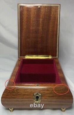 Vintage Reuge Wooden Music Box 4287 Edelweiss Made in Italy Felt Lined with Key