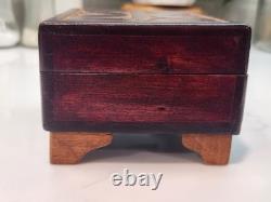Vintage Reuge Wooden Swiss Music Box Handmade Hand Carved Plays Perfect