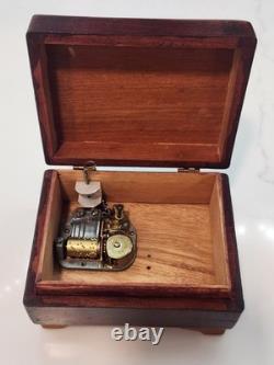 Vintage Reuge Wooden Swiss Music Box Handmade Hand Carved Plays Perfect