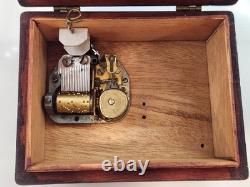 Vintage Reuge Wooden Swiss Music Box Handmade Hand Carved Plays Perfect