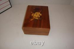 Vintage Reuge music box 2/50 Vienna, City of my Dreams The Blue Danube inlay rose
