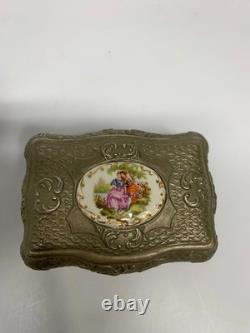 Vintage Reuge music box saint croix switzerland Sliver Tone Metal Case