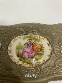 Vintage Reuge music box saint croix switzerland Sliver Tone Metal Case