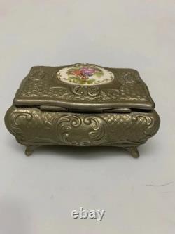 Vintage Reuge music box saint croix switzerland Sliver Tone Metal Case