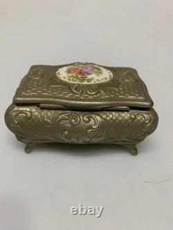 Vintage Reuge music box saint croix switzerland Sliver Tone Metal Case