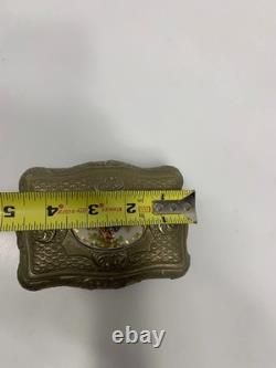 Vintage Reuge music box saint croix switzerland Sliver Tone Metal Case