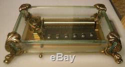 Vintage SWISS REUGE 72 Note MUSIC BOX Crystal Glass Figural Dolphin Feet 37210