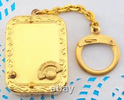 Vintage Signed Reuge Ste Croix Music Box Key chain Gold Plated