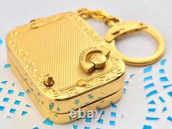 Vintage Signed Reuge Ste Croix Music Box Key chain Gold Plated