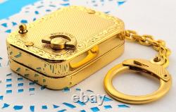 Vintage Signed Reuge Ste Croix Music Box Key chain Gold Plated