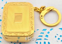 Vintage Signed Reuge Ste Croix Music Box Key chain Gold Plated