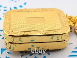 Vintage Signed Reuge Ste Croix Music Box Key chain Gold Plated