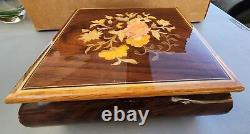 Vintage Sorrento Italian Music Box Reuge Swiss Mov't The Candy Man Floral Inlay