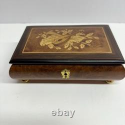 Vintage Sorrento Reuge Musical Jewelry Box Marquetry Wooden Inlay Works 2 Songs