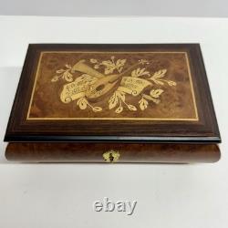 Vintage Sorrento Reuge Musical Jewelry Box Marquetry Wooden Inlay Works 2 Songs