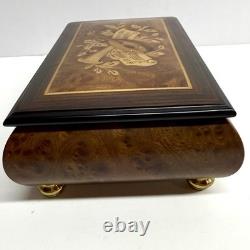 Vintage Sorrento Reuge Musical Jewelry Box Marquetry Wooden Inlay Works 2 Songs