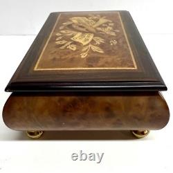 Vintage Sorrento Reuge Musical Jewelry Box Marquetry Wooden Inlay Works 2 Songs