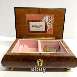 Vintage Sorrento Reuge Musical Jewelry Box Marquetry Wooden Inlay Works 2 Songs