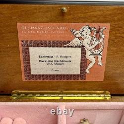 Vintage Sorrento Reuge Musical Jewelry Box Marquetry Wooden Inlay Works 2 Songs