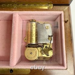 Vintage Sorrento Reuge Musical Jewelry Box Marquetry Wooden Inlay Works 2 Songs