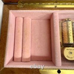 Vintage Sorrento Reuge Musical Jewelry Box Marquetry Wooden Inlay Works 2 Songs