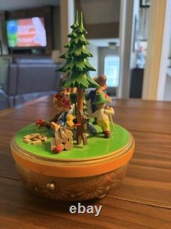Vintage Steinbach Reuge Swiss Music Box Rotating Forest Family West Germany