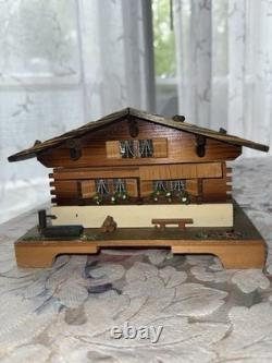 Vintage Swiss Chalet Reuge Music Box Wood Trinket Box Swiss Movement