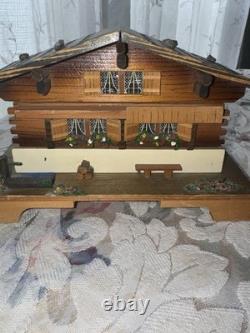 Vintage Swiss Chalet Reuge Music Box Wood Trinket Box Swiss Movement