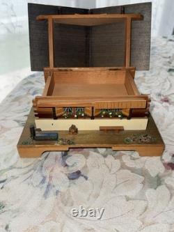 Vintage Swiss Chalet Reuge Music Box Wood Trinket Box Swiss Movement
