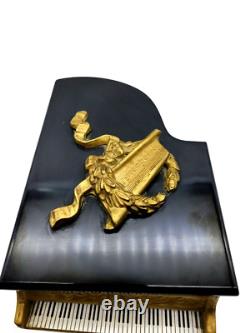 Vintage Swiss Gold Brass Music Box Thorens Reuge Grand Piano Bakelite Top Works