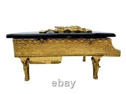 Vintage Swiss Gold Brass Music Box Thorens Reuge Grand Piano Bakelite Top Works