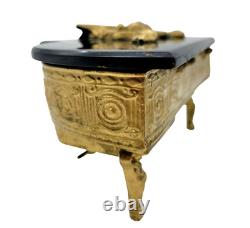 Vintage Swiss Gold Brass Music Box Thorens Reuge Grand Piano Bakelite Top Works