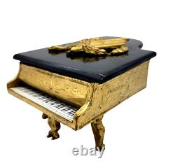 Vintage Swiss Gold Brass Music Box Thorens Reuge Grand Piano Bakelite Top Works