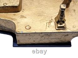 Vintage Swiss Gold Brass Music Box Thorens Reuge Grand Piano Bakelite Top Works