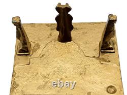 Vintage Swiss Gold Brass Music Box Thorens Reuge Grand Piano Bakelite Top Works