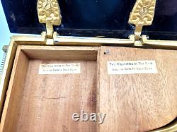 Vintage Swiss Gold Brass Music Box Thorens Reuge Grand Piano Bakelite Top Works