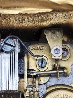 Vintage Swiss Gold Brass Music Box Thorens Reuge Grand Piano Bakelite Top Works