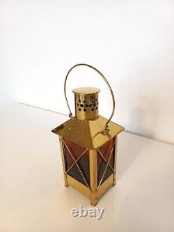 Vintage Swiss Lantern MUSIC BOX AMBER GLASS REUGE VIDEO