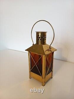 Vintage Swiss Lantern MUSIC BOX AMBER GLASS REUGE VIDEO