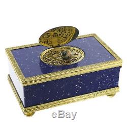 Vintage Swiss Made REUGE Lapis Lazuli Signing Music Bird Box, Ref. 1474, 1980s