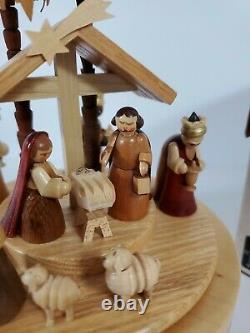 Vintage Swiss Made Reuge Nativity Music Box Silent Night in Mint Condition