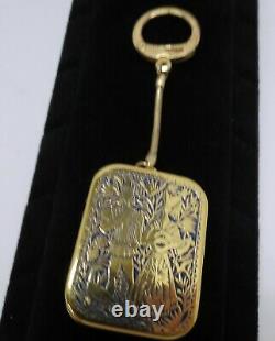 Vintage Swiss Made Reuge Ste Croix Gold-tone Music Box Keychain
