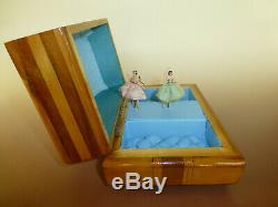 Vintage Swiss Pre Reuge Dancing Ballerina Music Box Jewelry Case (watch Video)
