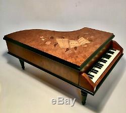 Vintage Swiss Reuge 36 Note Piano Italian Inlay Burl Wooden Music Box