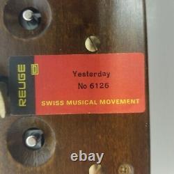 Vintage Swiss Reuge 3 Comb Beatles 3 Song Music Box, Nice Shape, Tested Works