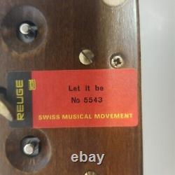 Vintage Swiss Reuge 3 Comb Beatles 3 Song Music Box, Nice Shape, Tested Works